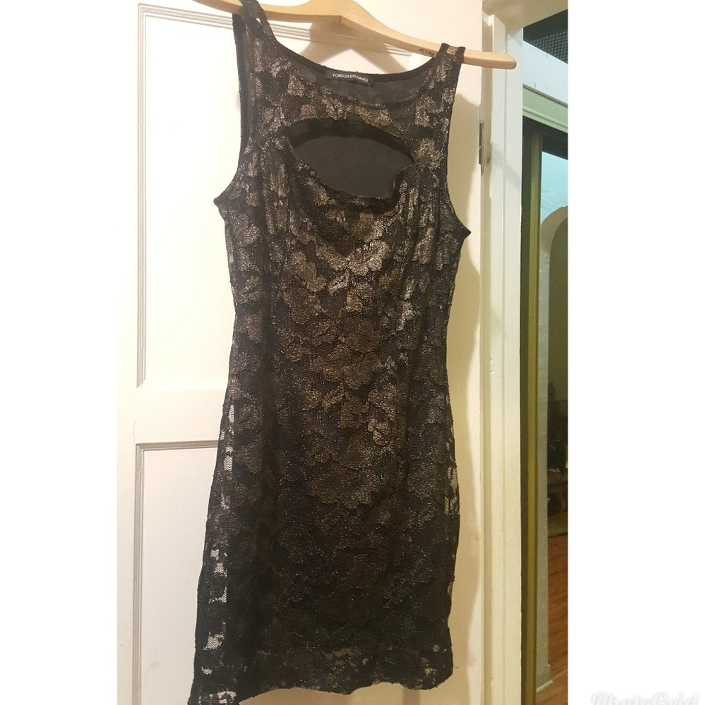 LBD Black & Gold Lace Mini Dress